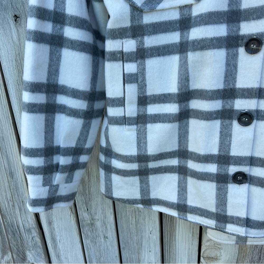 NWT Thread & Supply Plaid Shirt Jacket Grey White XS - Picture 6 of 16